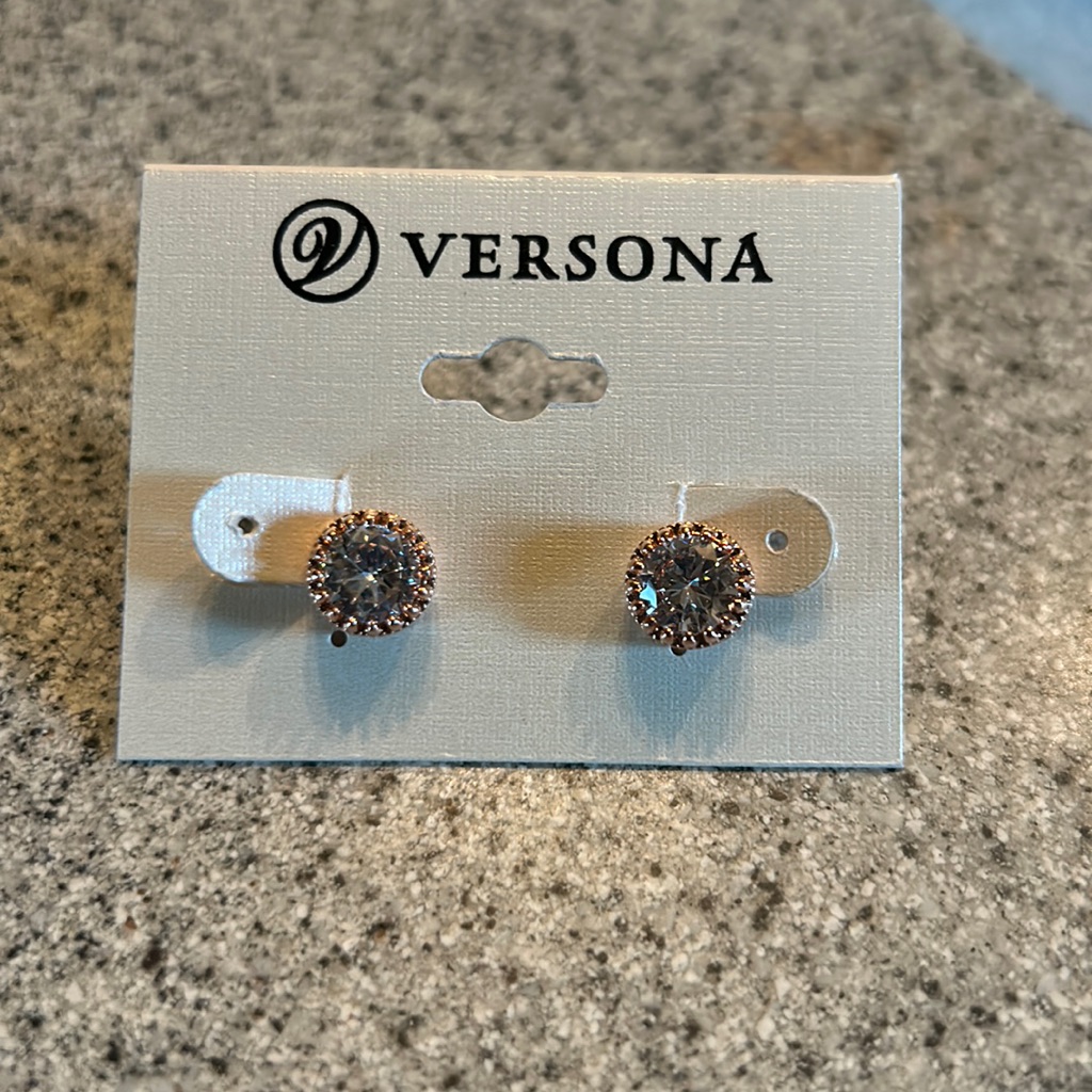 Post Rhinestone Earrings, Rose Gold